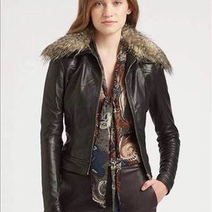 La Agence size 8 leather jacket removable fur collar - Never worn